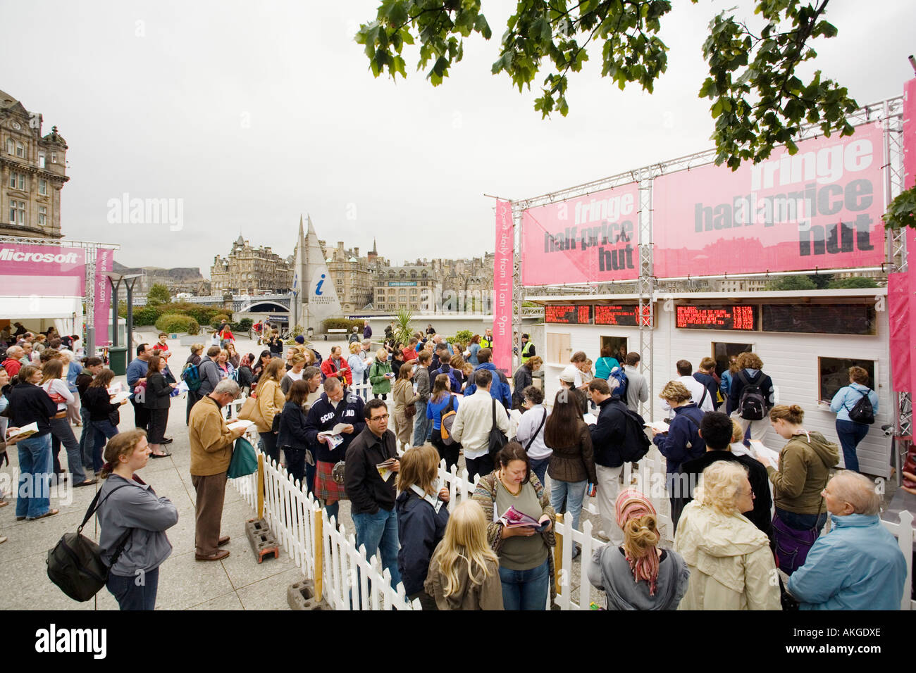 People queuing for tickets at Edinburgh Festival Fringe ticket ...