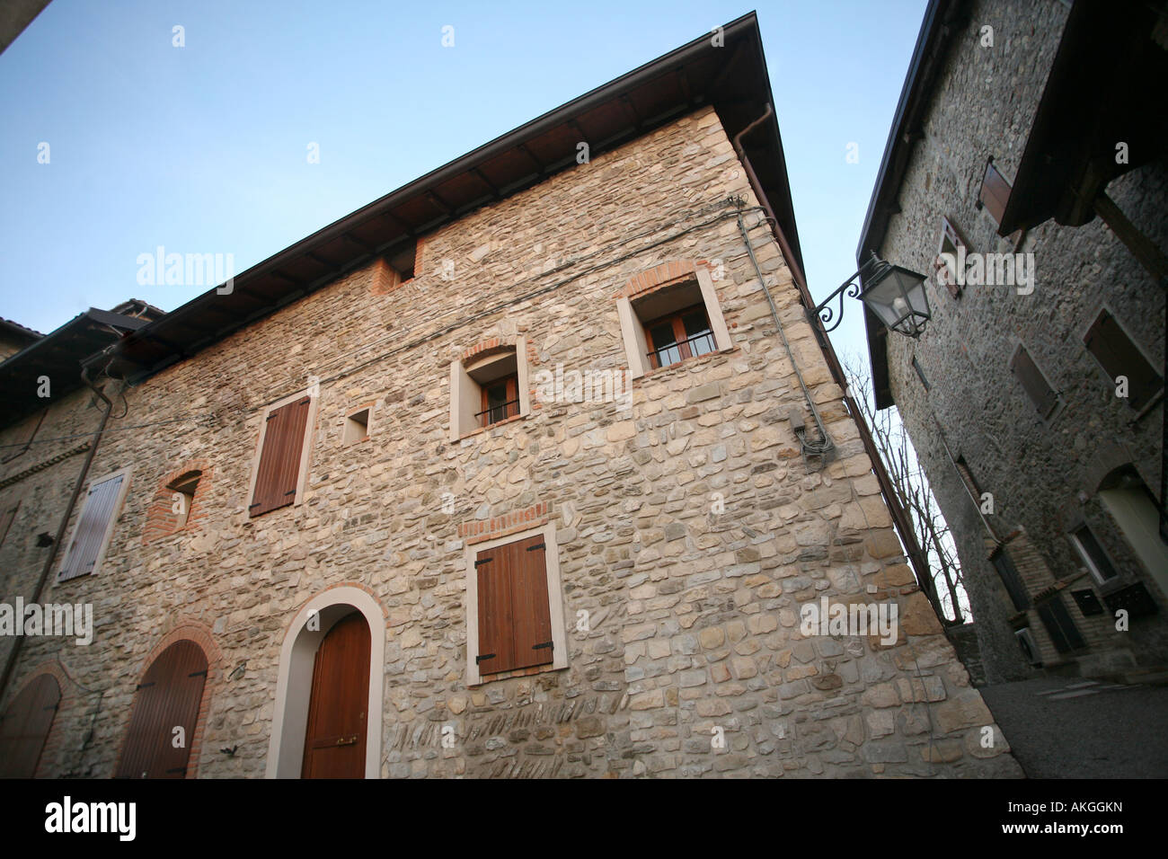 Foreshortening, Castello di Serravalle, Emilia Romagna, Italy Stock