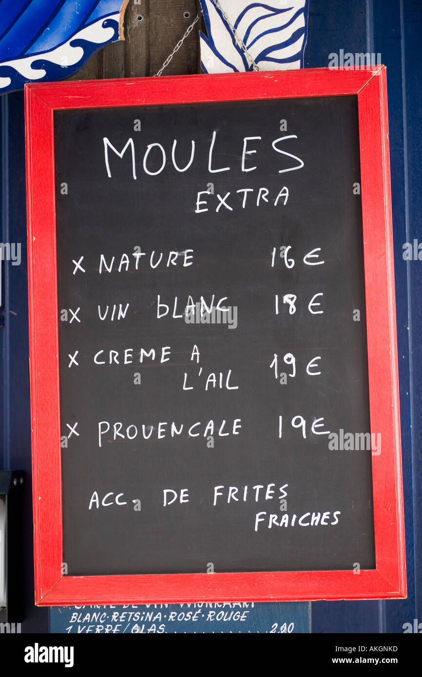 Cafe Menu Brussels Belgium Stock Photo Alamy