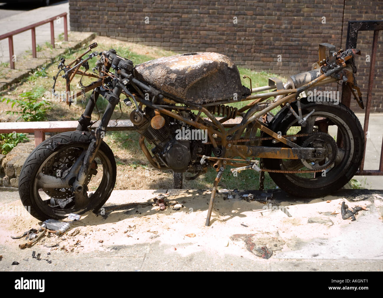 Burnt out motor bike hires stock photography and images Alamy