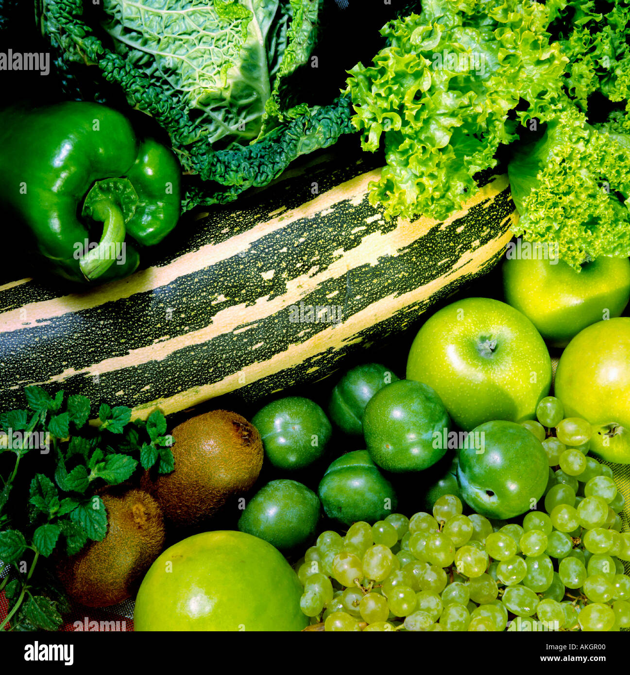 various vegetables and fruits for diet Stock Photo
