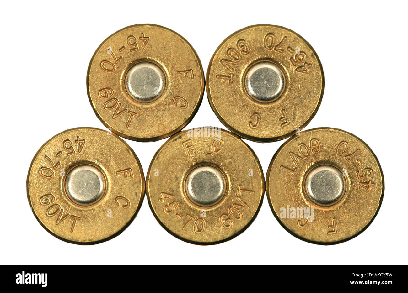 Government issue rifle bullets isolated on white background Stock Photo