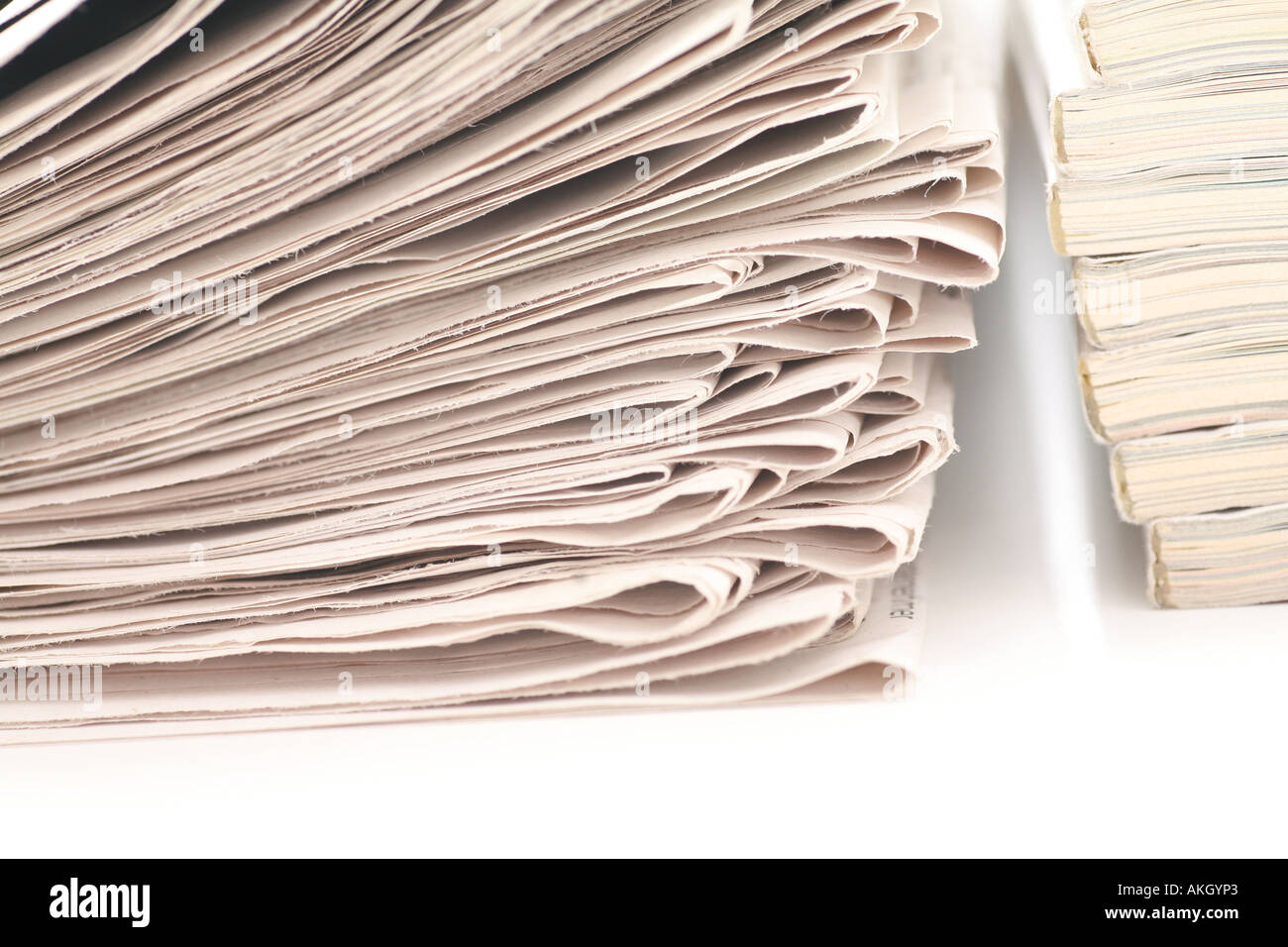 close up of newspapers magazine on a white backgroung Stock Photo