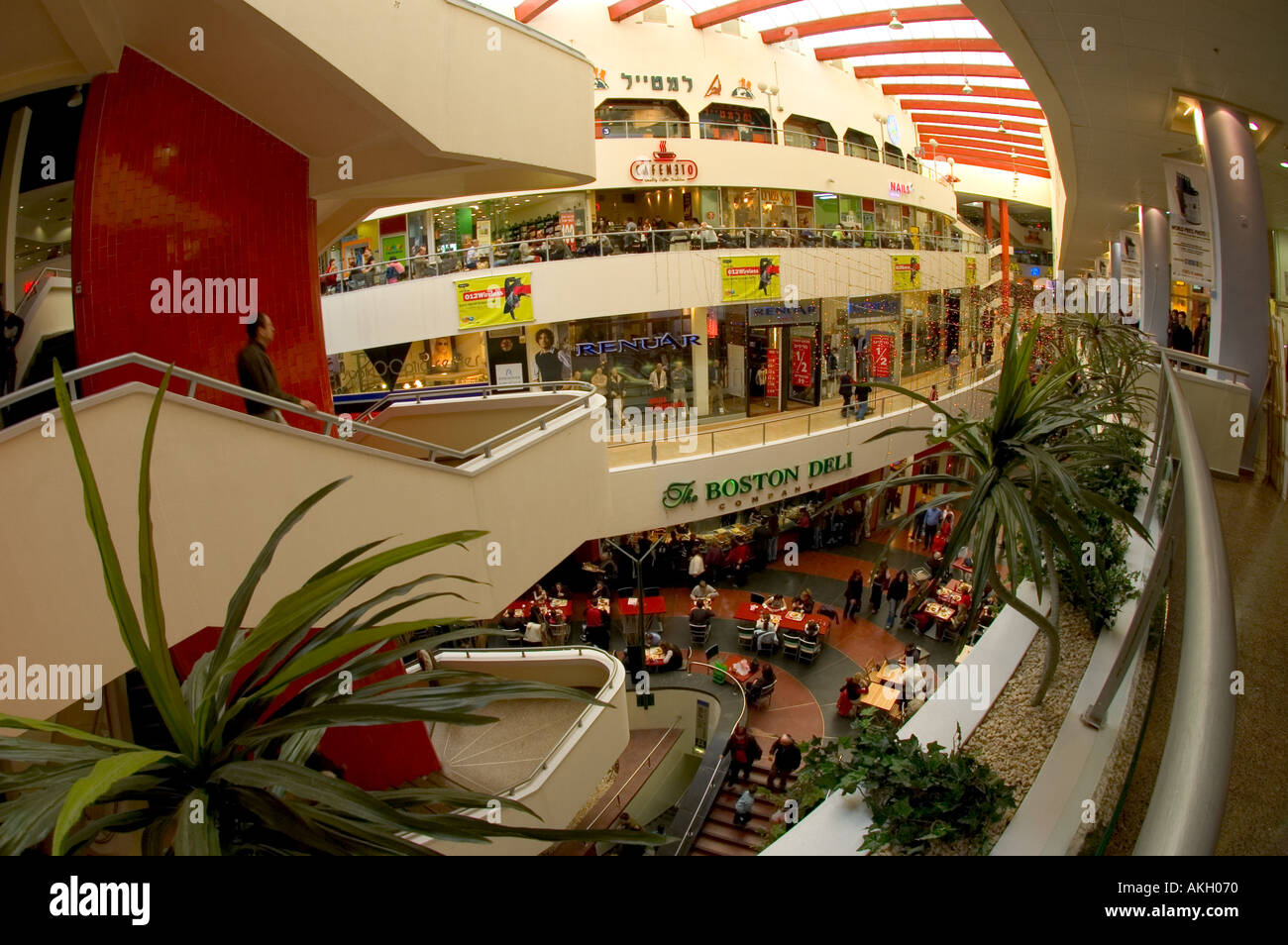 Israel Tel Aviv Dizengof Center Shopping Mall Wide Elevated View