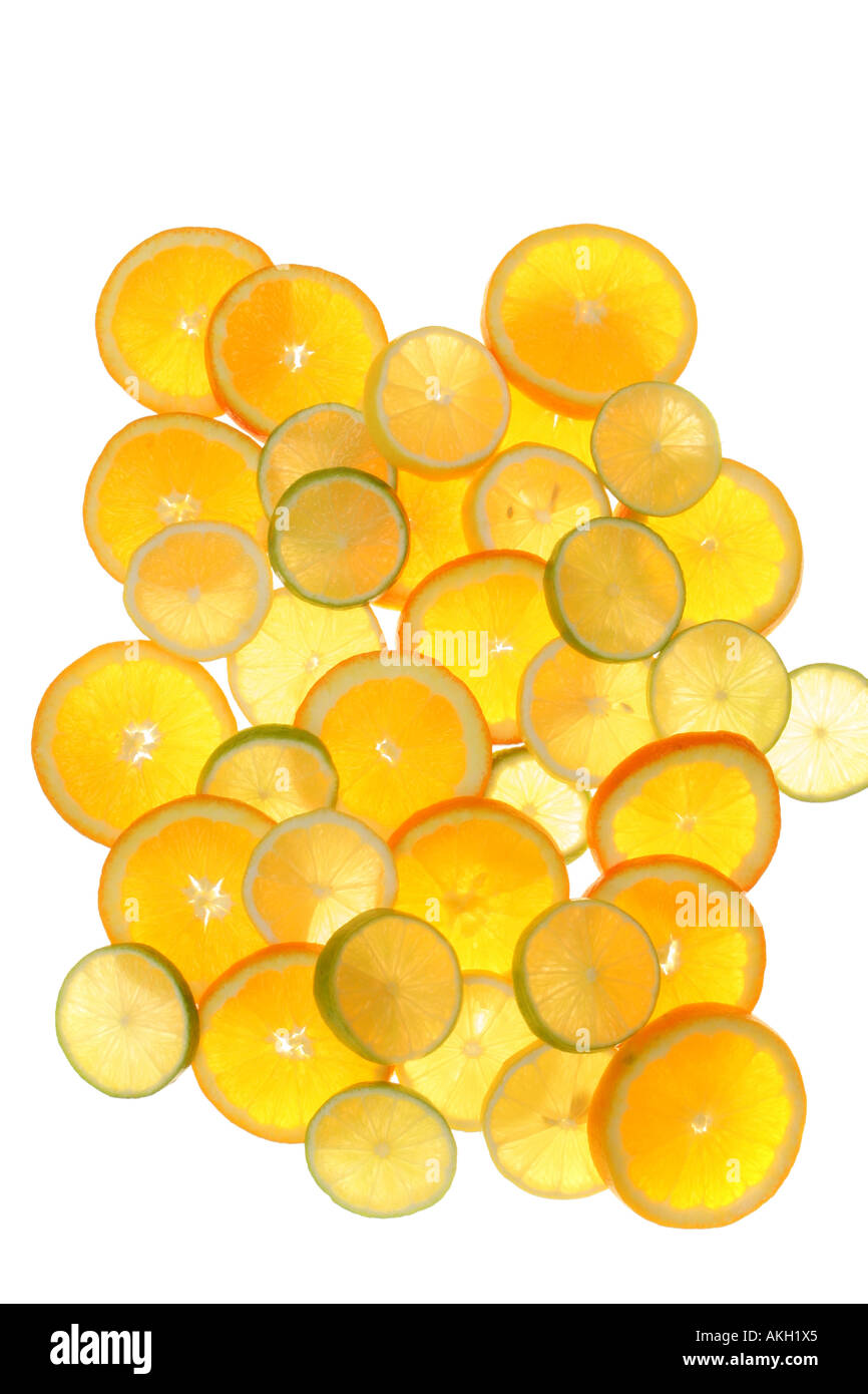 citrus fruits in slices Stock Photo