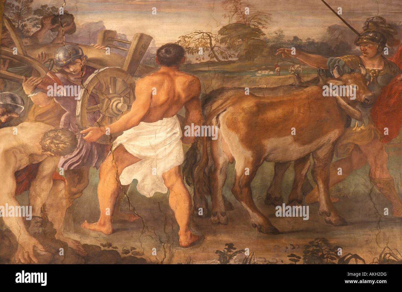 Storia della Fondazione di Roma fresco, Annibale Carracci work of art,  Palazzo Maggiore, Bologna, Emilia Romagna, Italy Stock Photo - Alamy