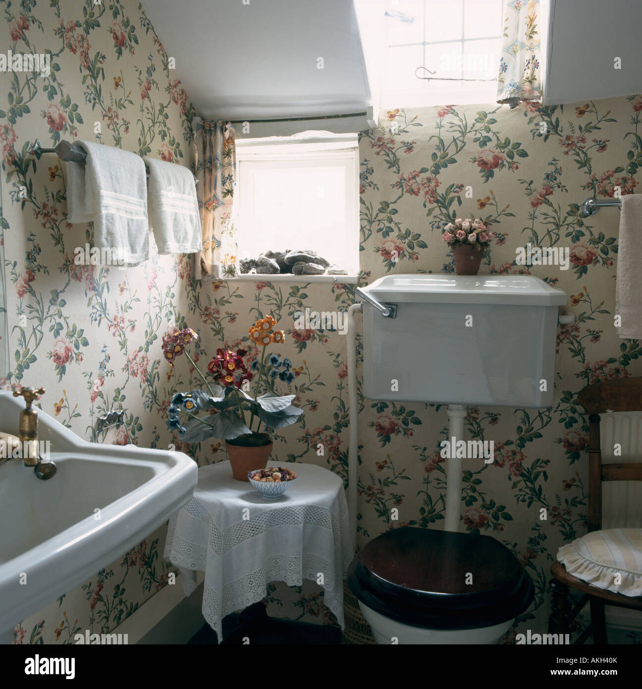 Interiors traditional bathrooms wallpaper hires stock photography and