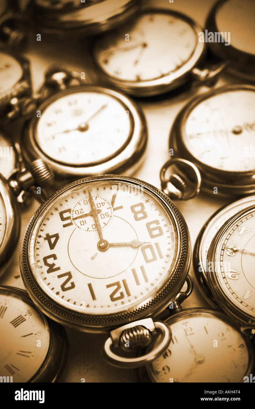 Old vintage clocks watches Stock Photo Alamy