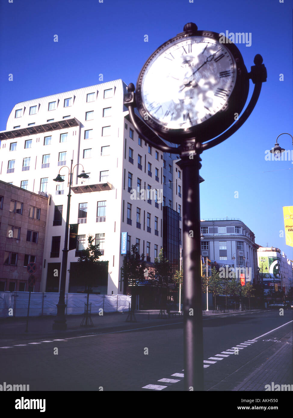New Clock on Gediminas Prospektas Vilnius Lithuania Stock Photo Alamy