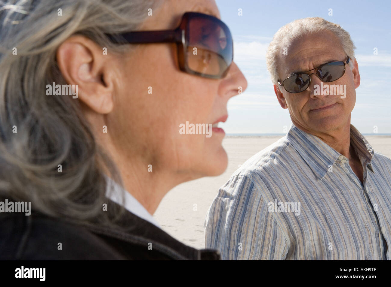 Senior couple wearing sunglasses Stock Photo