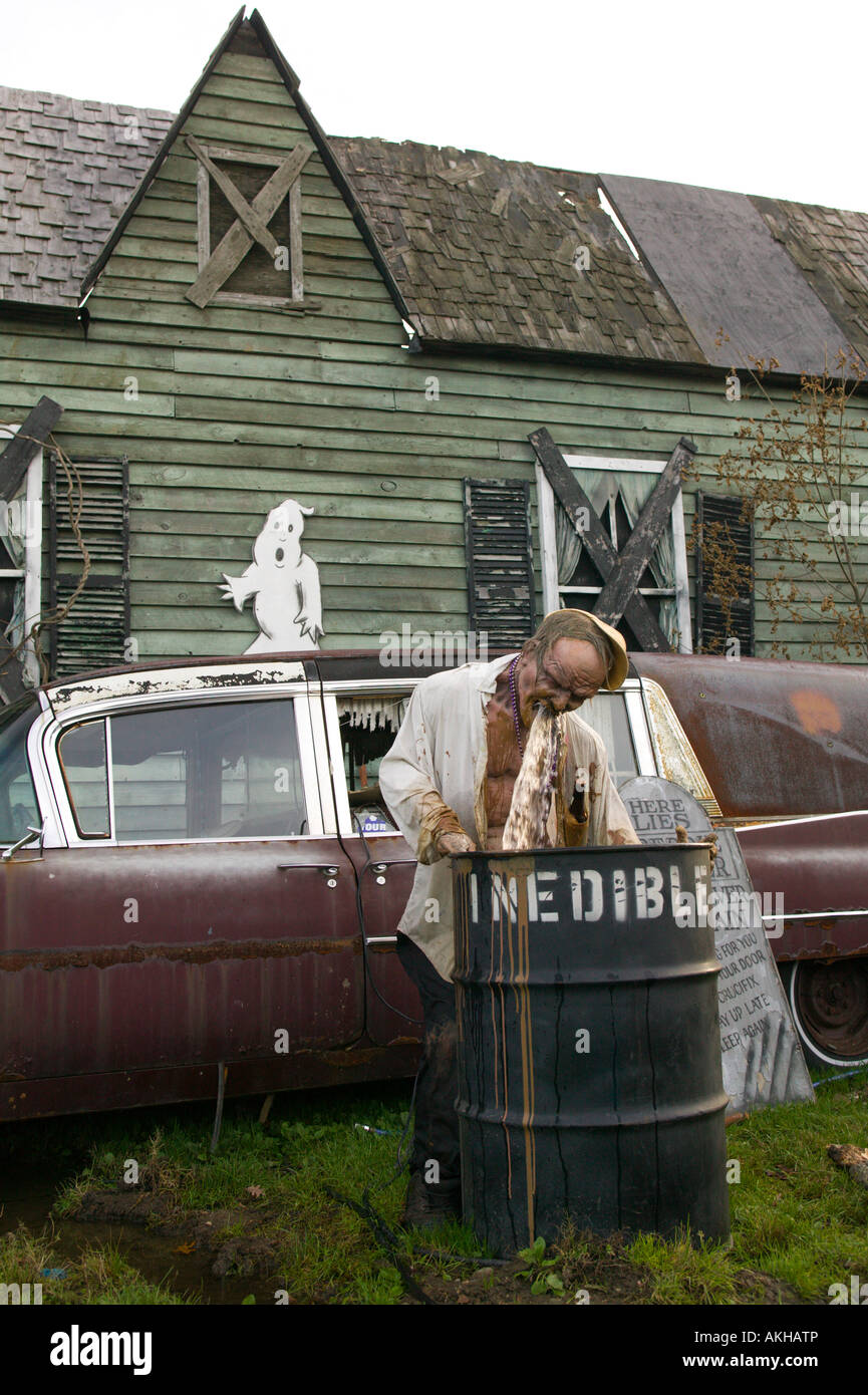 Haunted House with Man Vomiting at Topsfield Fair Topsfield Massachusetts Stock Photo