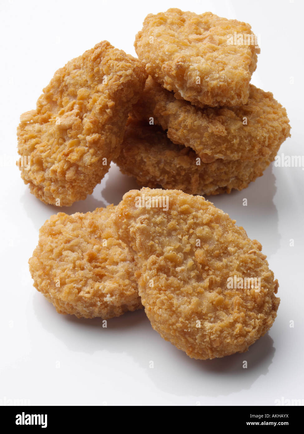 Southern style deep fried breaded chicken nuggets hires stock