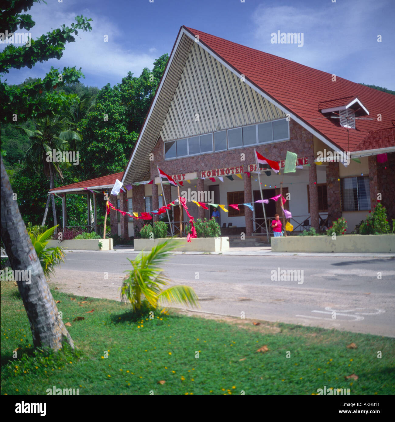 Baie Ste Anne community centre Praslin Seychelles Stock Photo Alamy