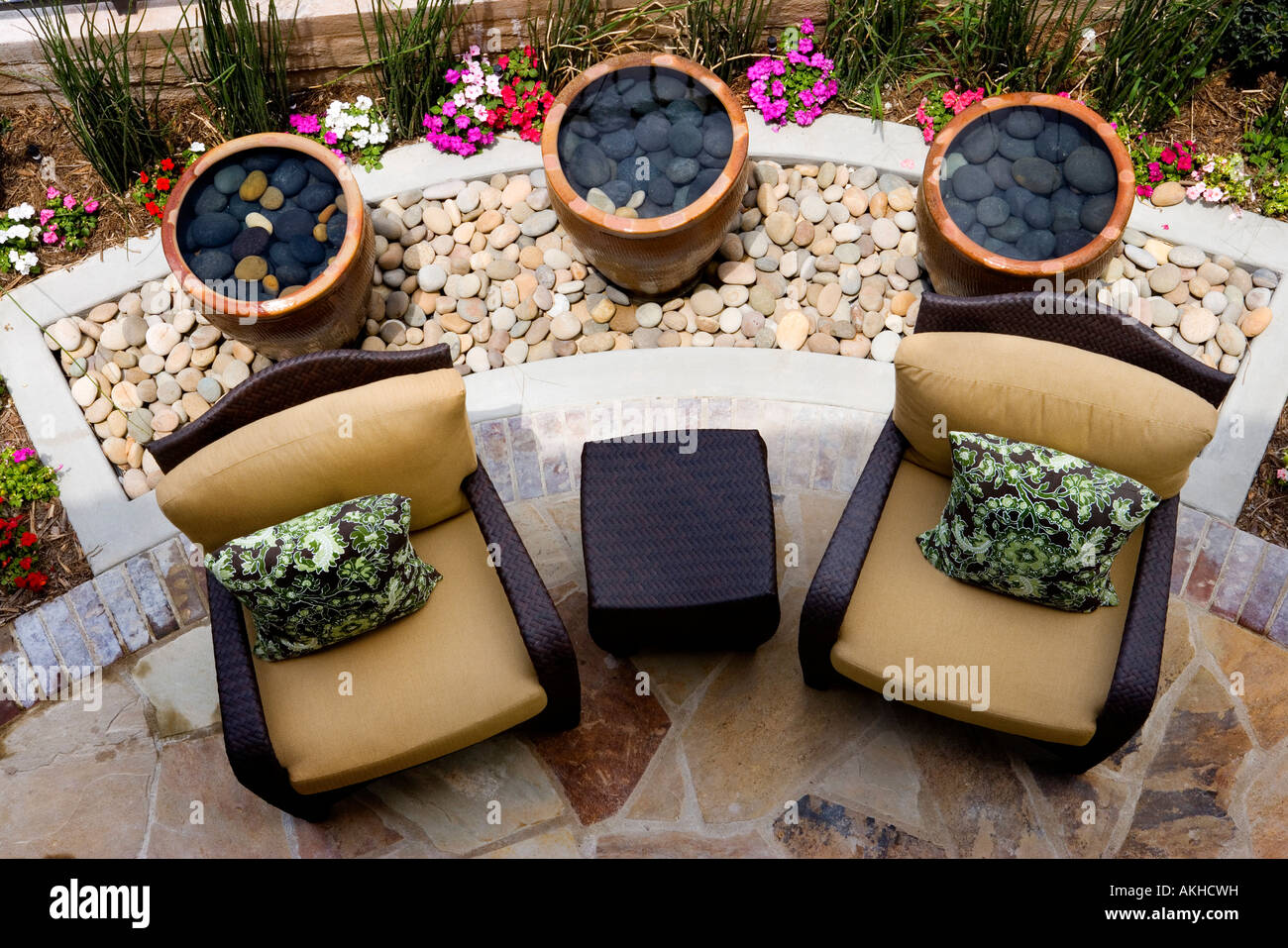 Outside patio seating area Stock Photo Alamy