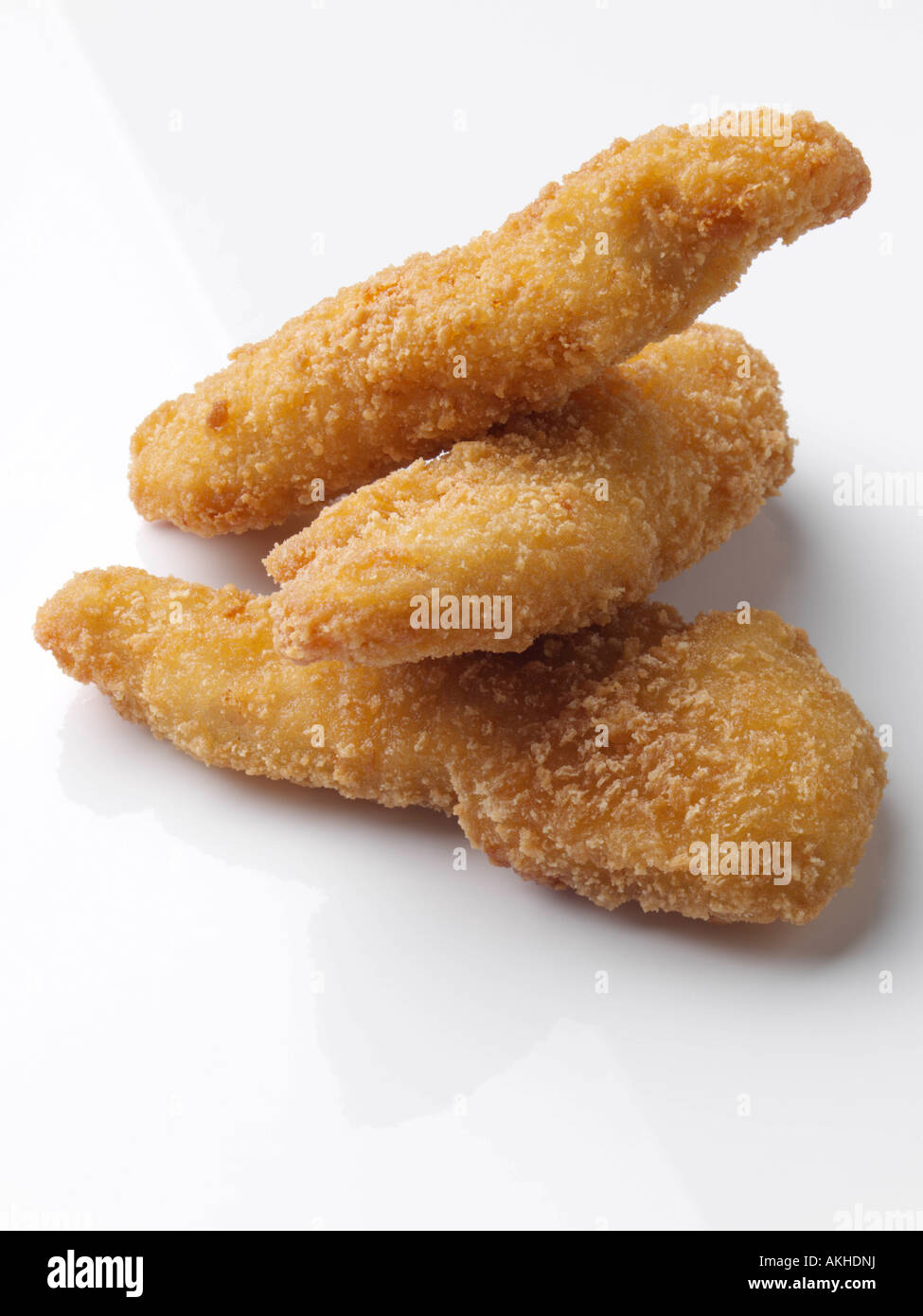 Breaded chicken fillet strips editorial fast junk food Stock Photo Alamy
