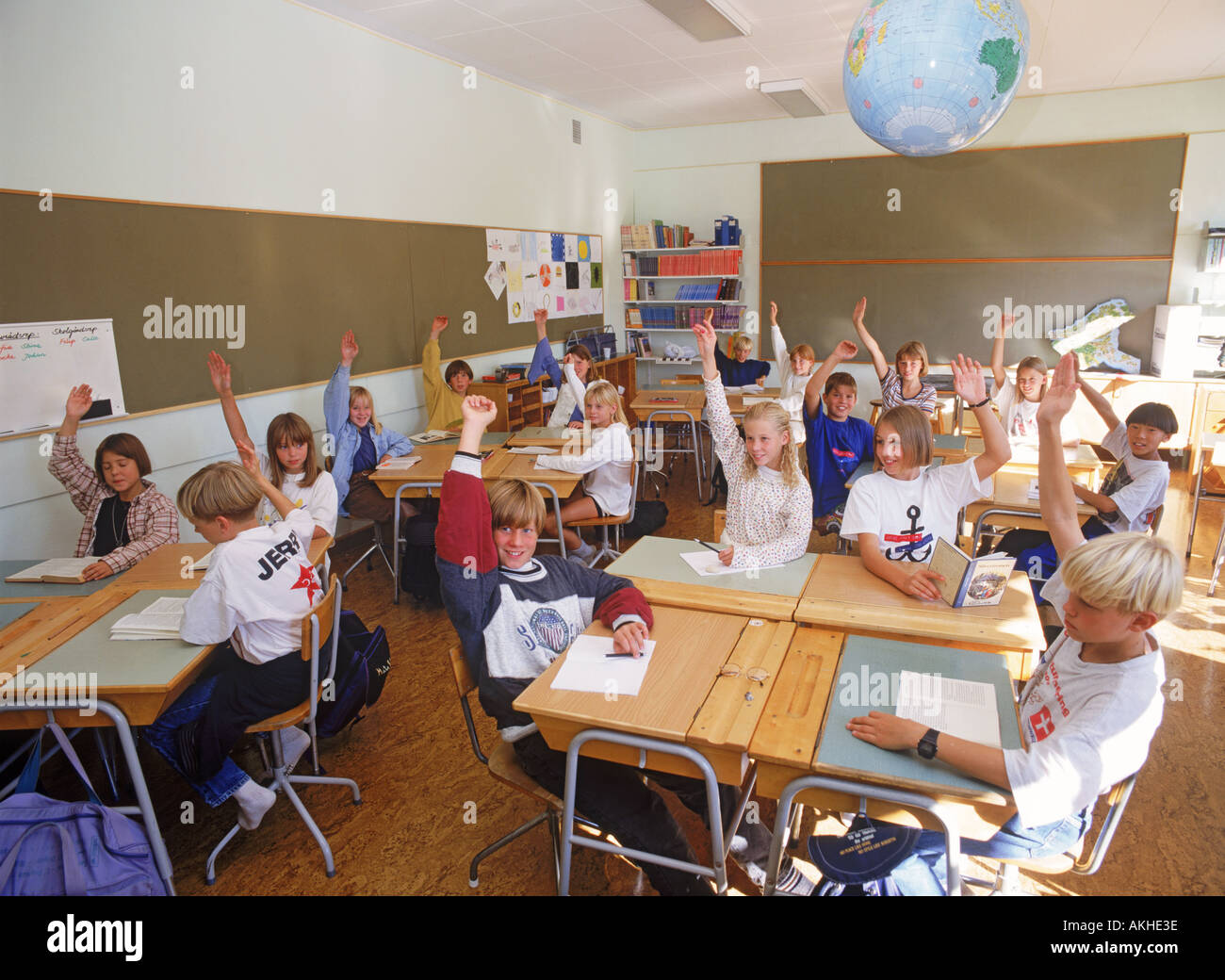 Elementary school classroom in Sweden Stock Photo
