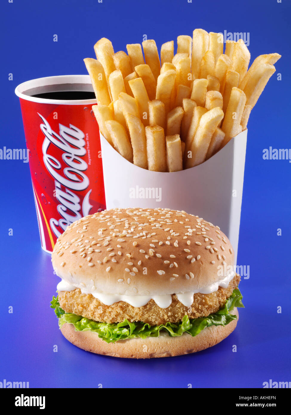 Chicken Burger French Fries Coke Editorial Junk Food Stock Photo Alamy