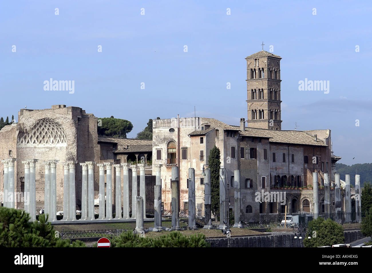 Tempio di Venere or Venus Temple with fake columns with church of
