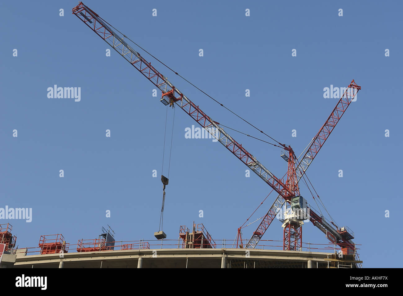 cranes on building site of business district Issy les Moulineaux Paris France Stock Photo
