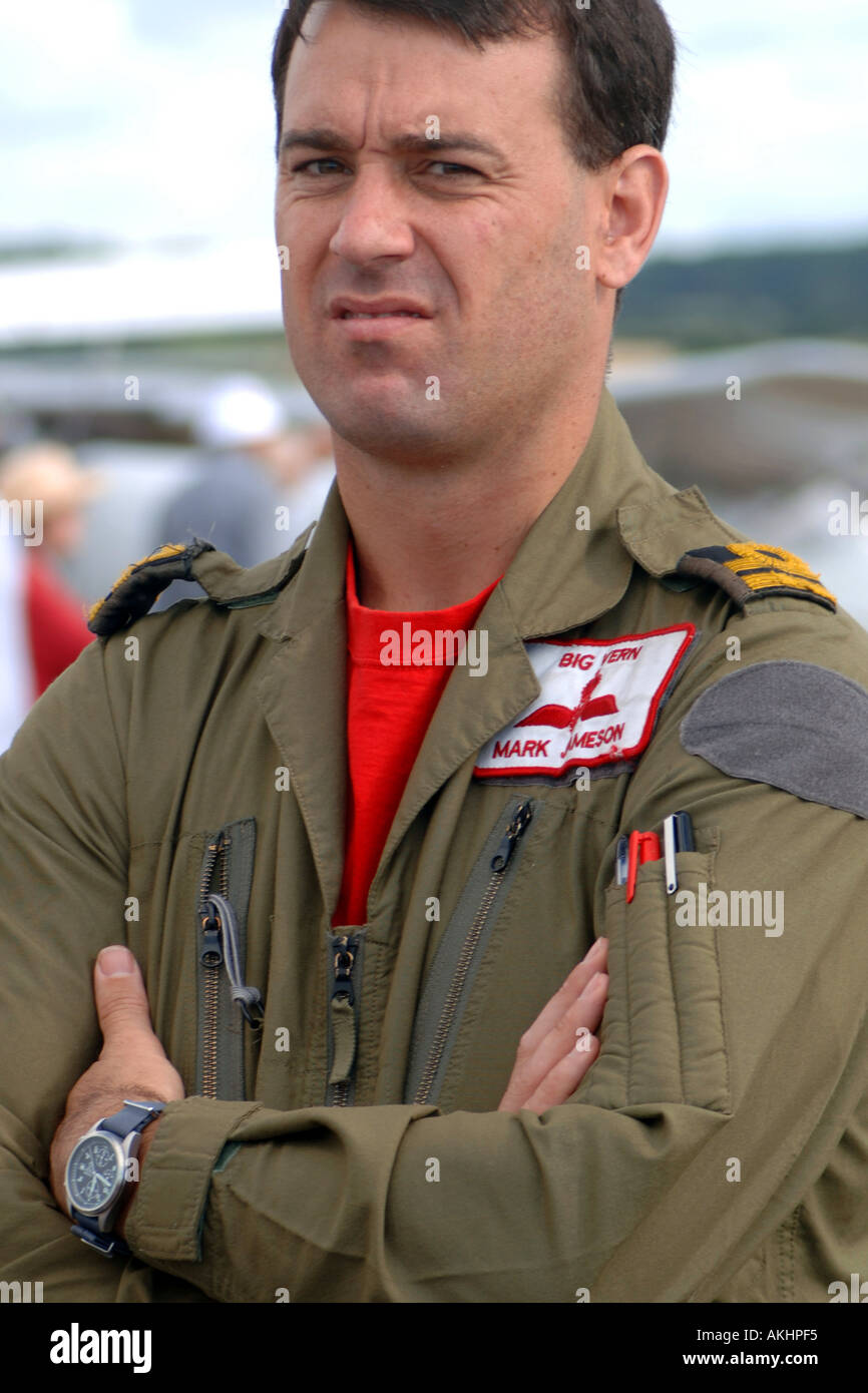 An Unhappy Looking Royal Navy Pilot Stock Photo Alamy