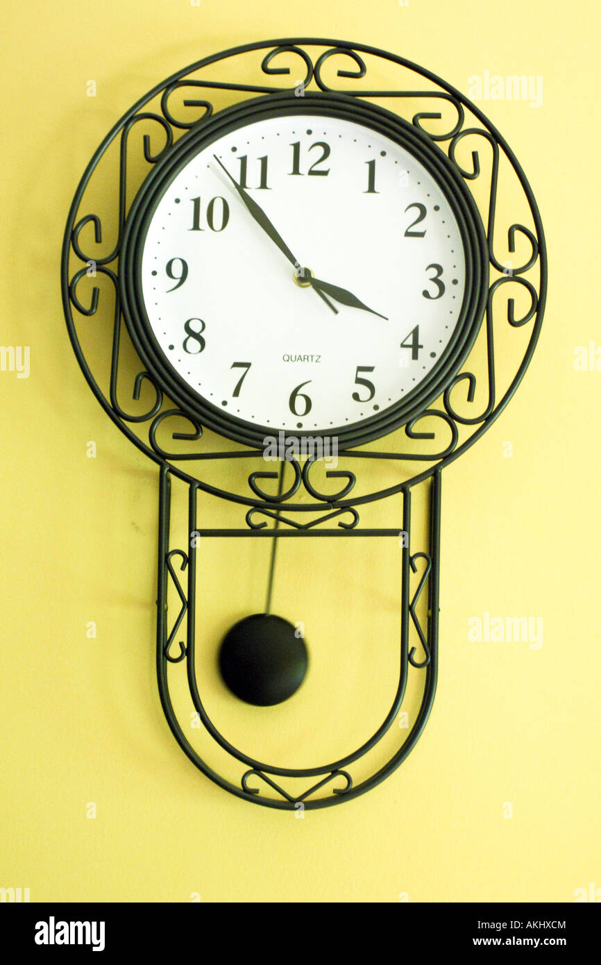 Black metal Quartz Wall Clock Stock Photo Alamy