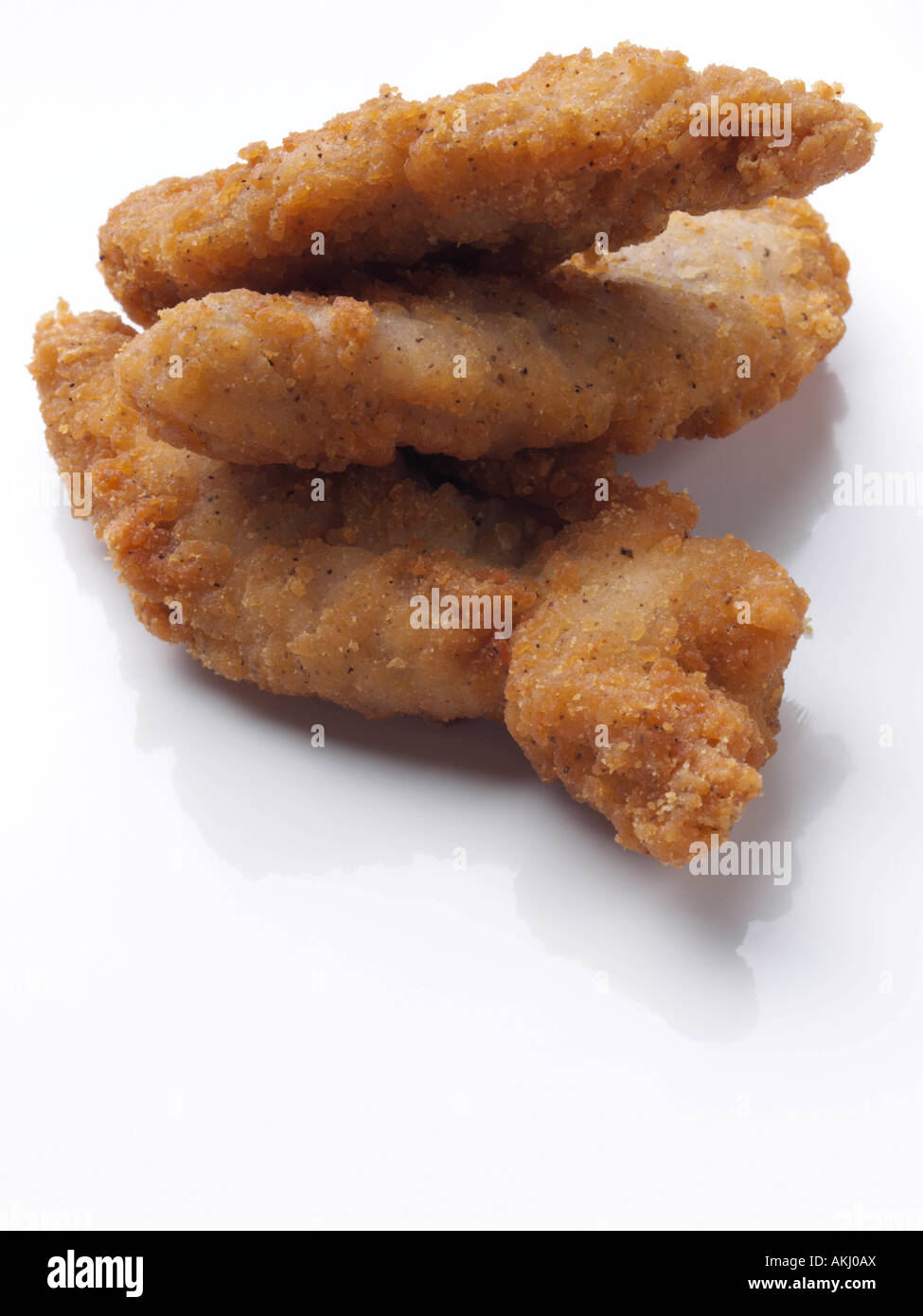 Breaded chicken fillet southern fry strips editorial food Stock Photo