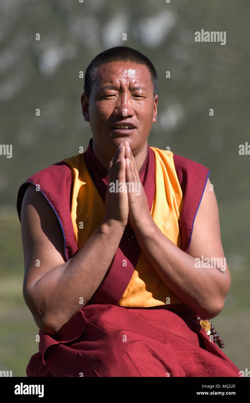 Tibetan Buddhist monk from Litang Chode Monastery in Litang county Kham Sichuan Province China Tibet  Stock Photo