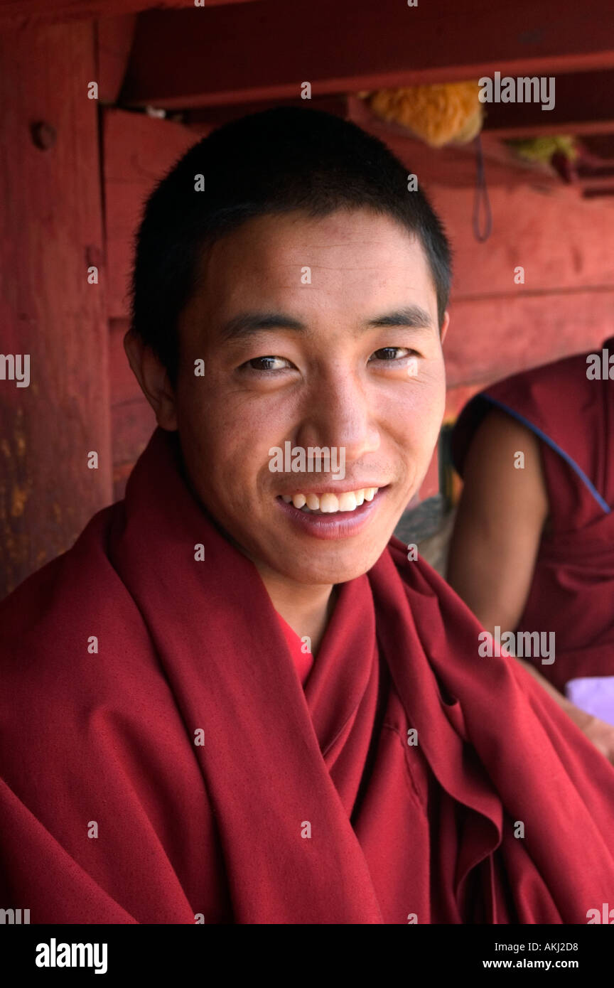Gelukpa Tibetan Buddhist monk in the Dhokham Garther Monastery Kham Sichuan Province China Tibet  Stock Photo