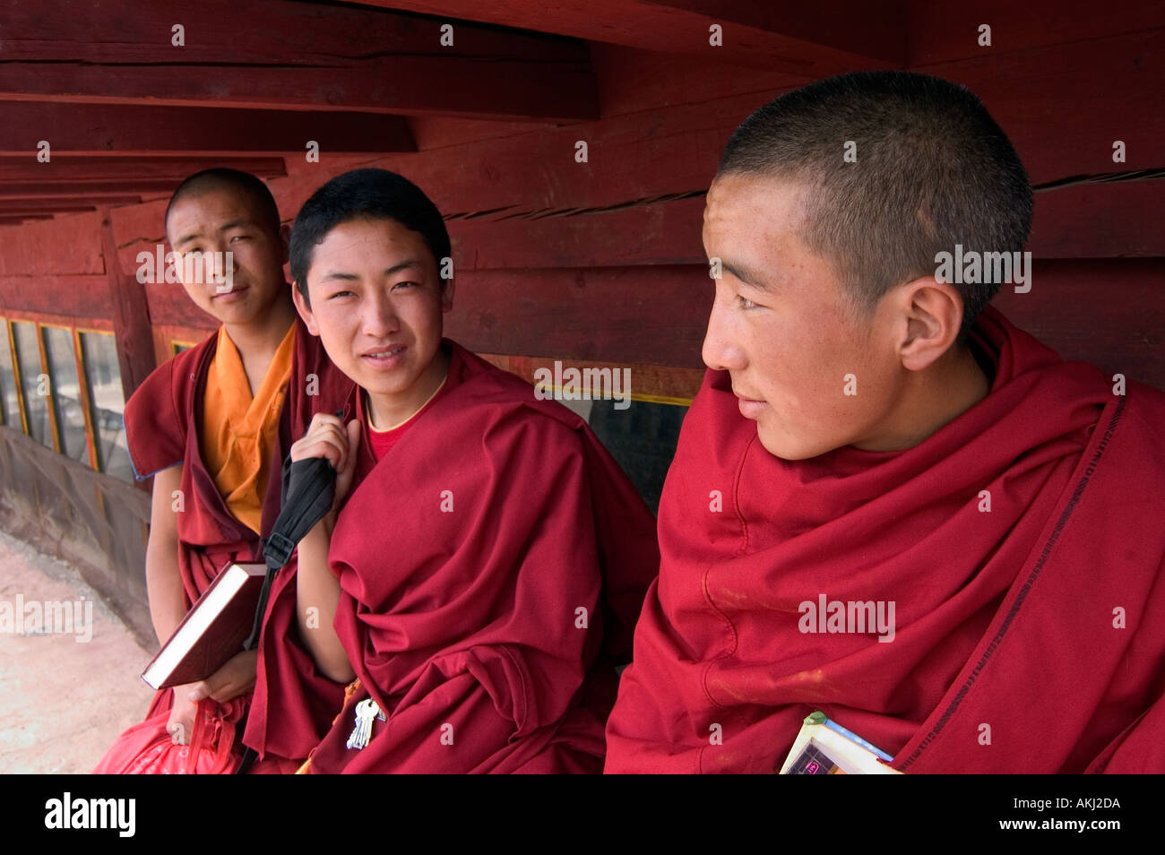 Gelukpa Tibetan Buddhist monk in the Dhokham Garther Monastery Kham Sichuan Province China Tibet  Stock Photo