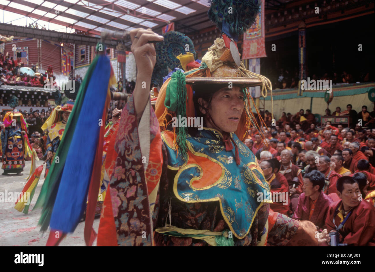 Tantric dancer in the Black Hat Tradition at the Monlam Chenmo or Cham ...