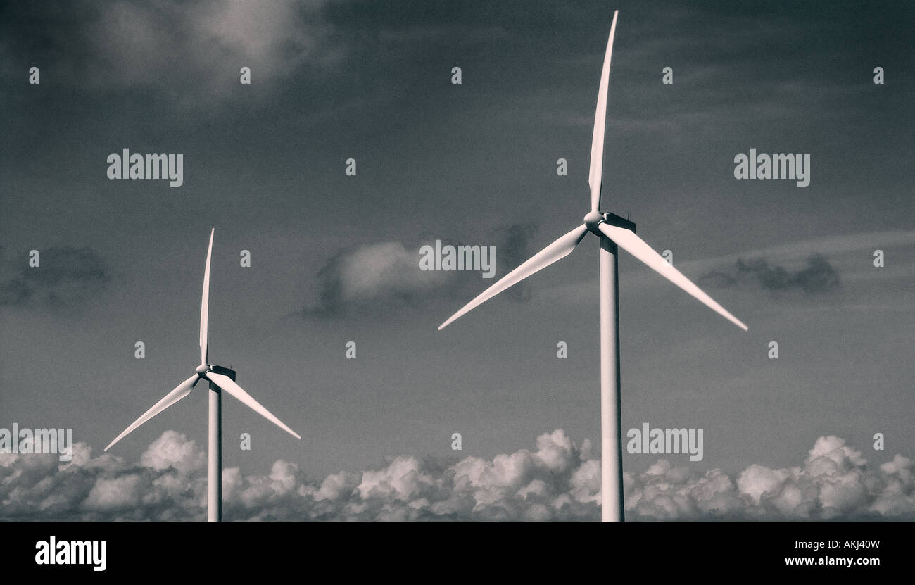 renewable energy landscape image of wind turbines Stock Photo - Alamy