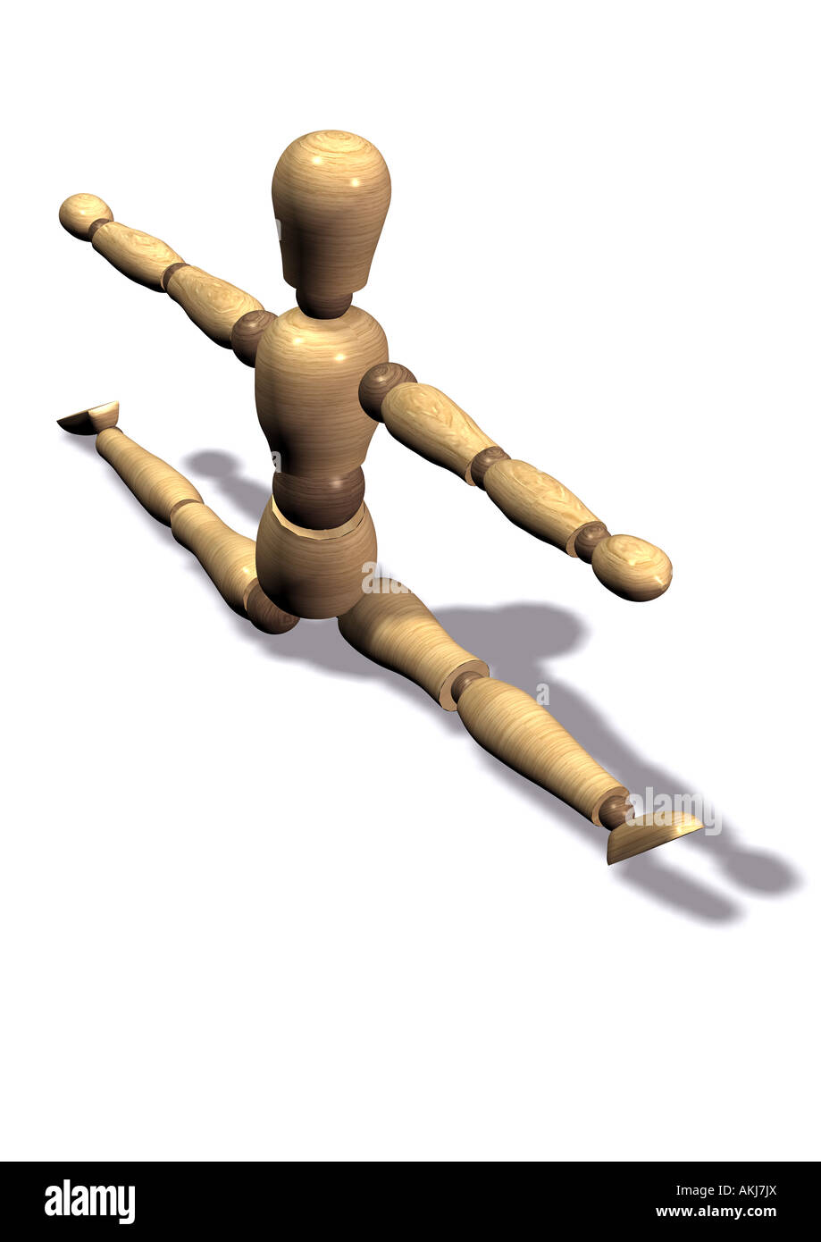 balancing act jointed doll Gliederpuppe im Spagat Stock Photo