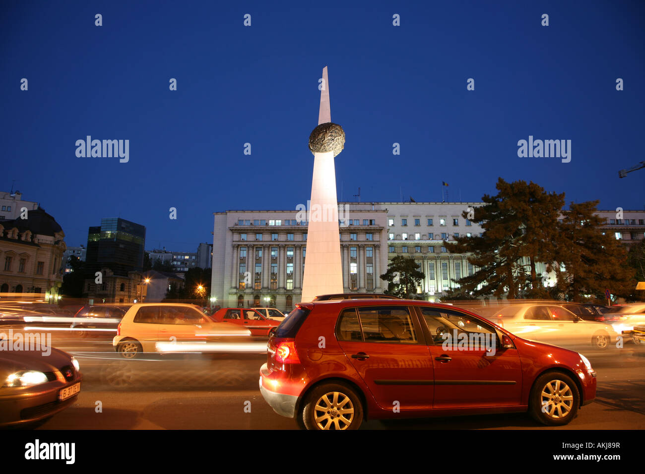 Traffic Revolution square at night Bucharest Romania Stock Photo - Alamy