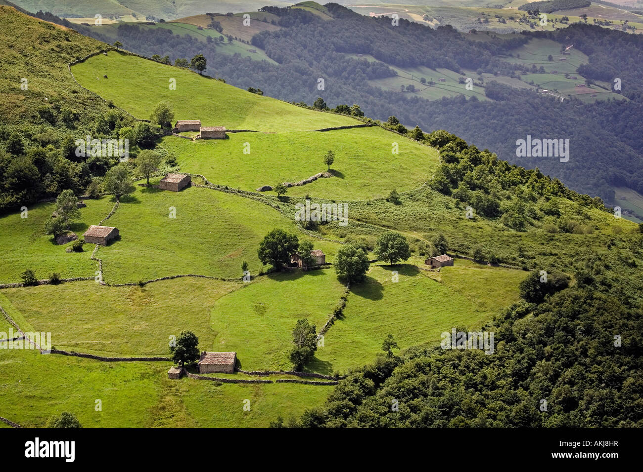 landscape of vega de pas cantabria spain Stock Photo