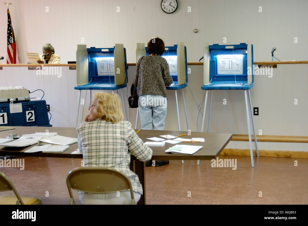 Voters cast ballots in an election Stock Photo