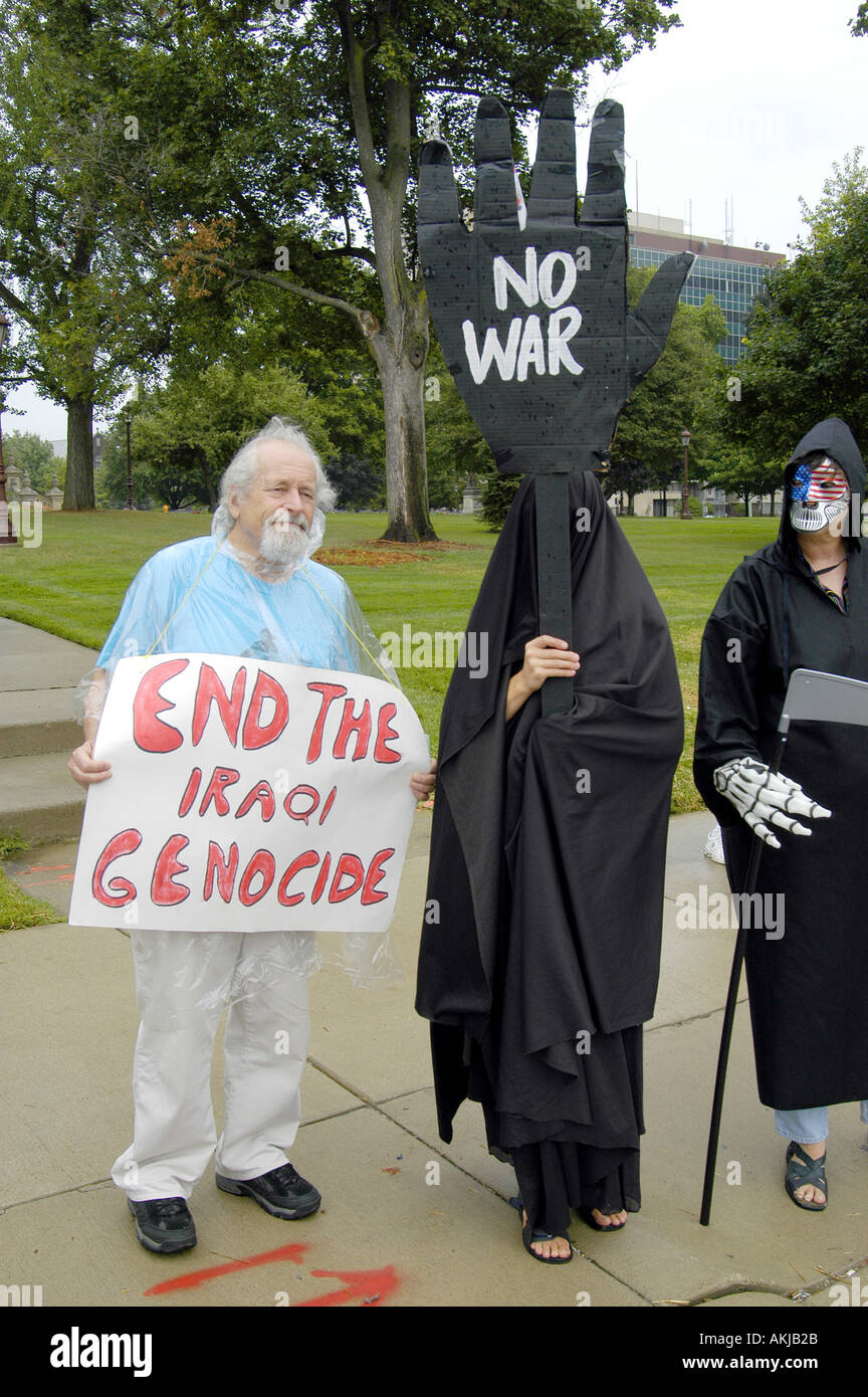 Public demonstration against war and for peace held  in Lansing Michigan at the State Capitol Building Stock Photo