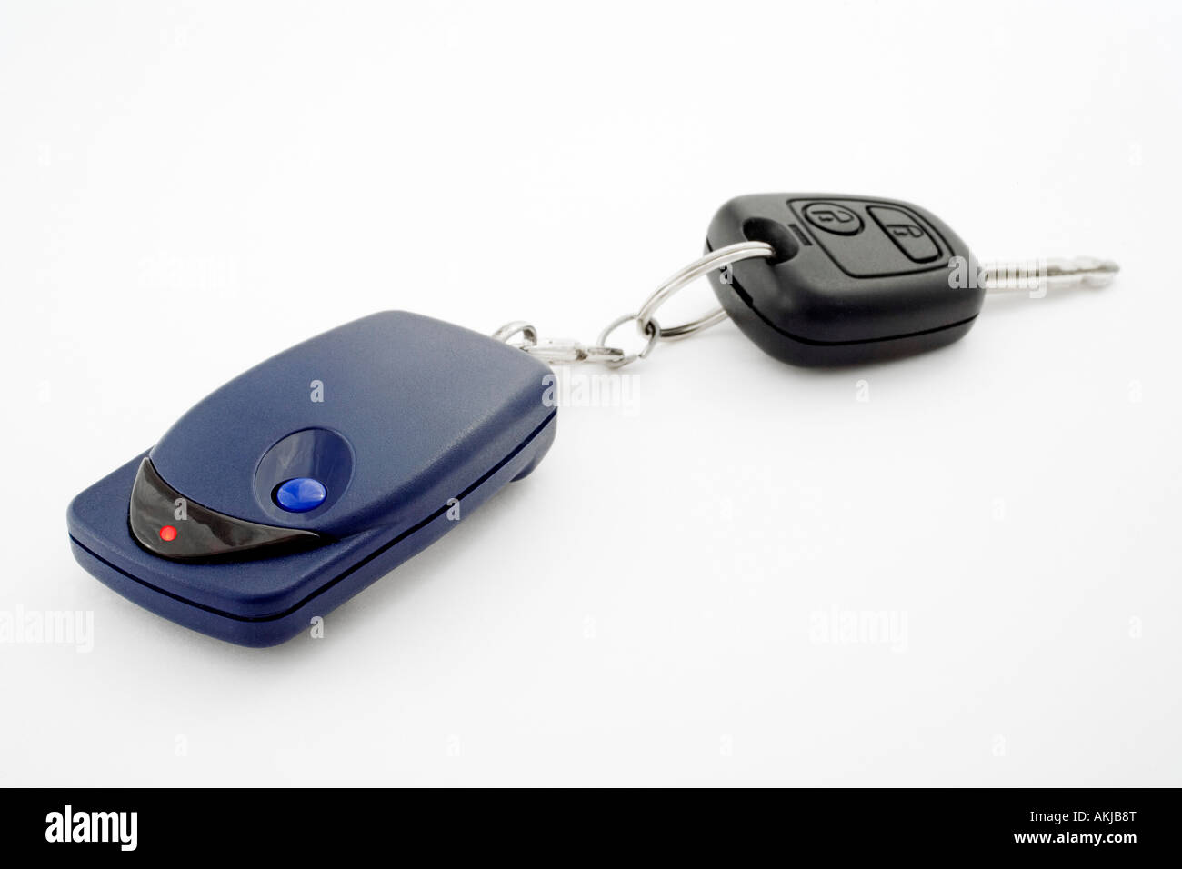 remote control of the door of a garage and a car key Stock Photo