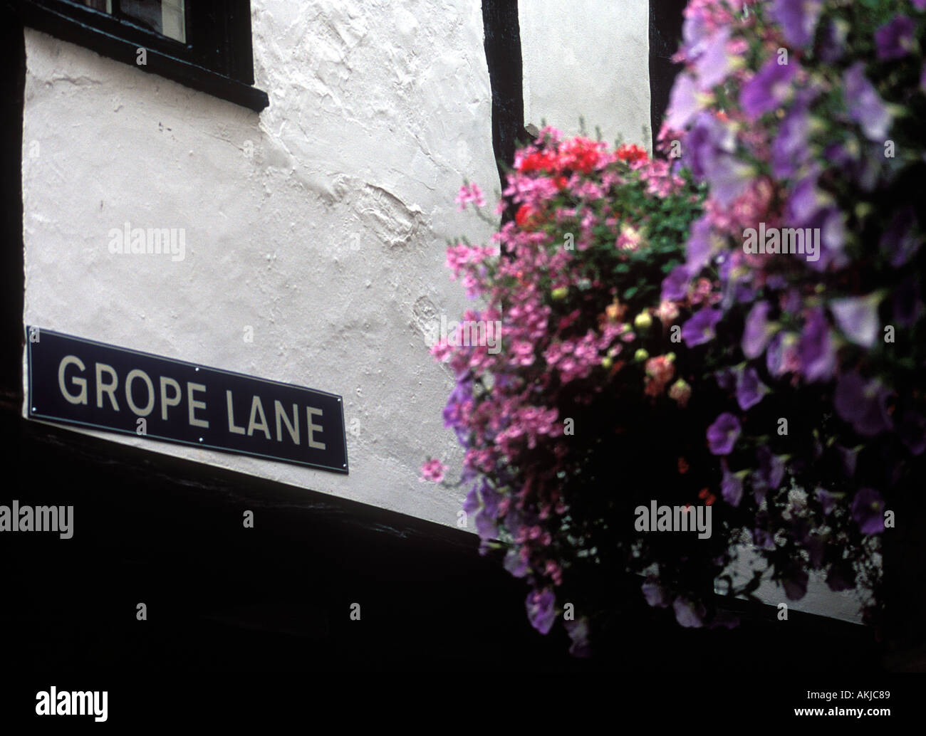 The medieval and ancient Grope Lane Shrewsbury Shropshire UK Stock Photo
