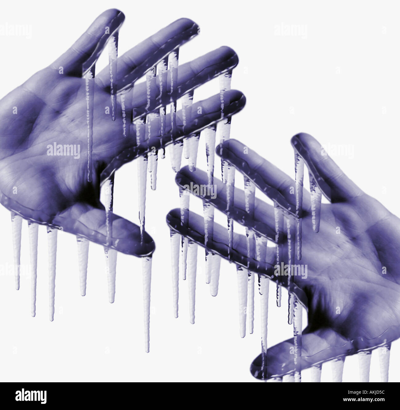 Abstract of frozen hands with icicles and room for copy Stock Photo Alamy