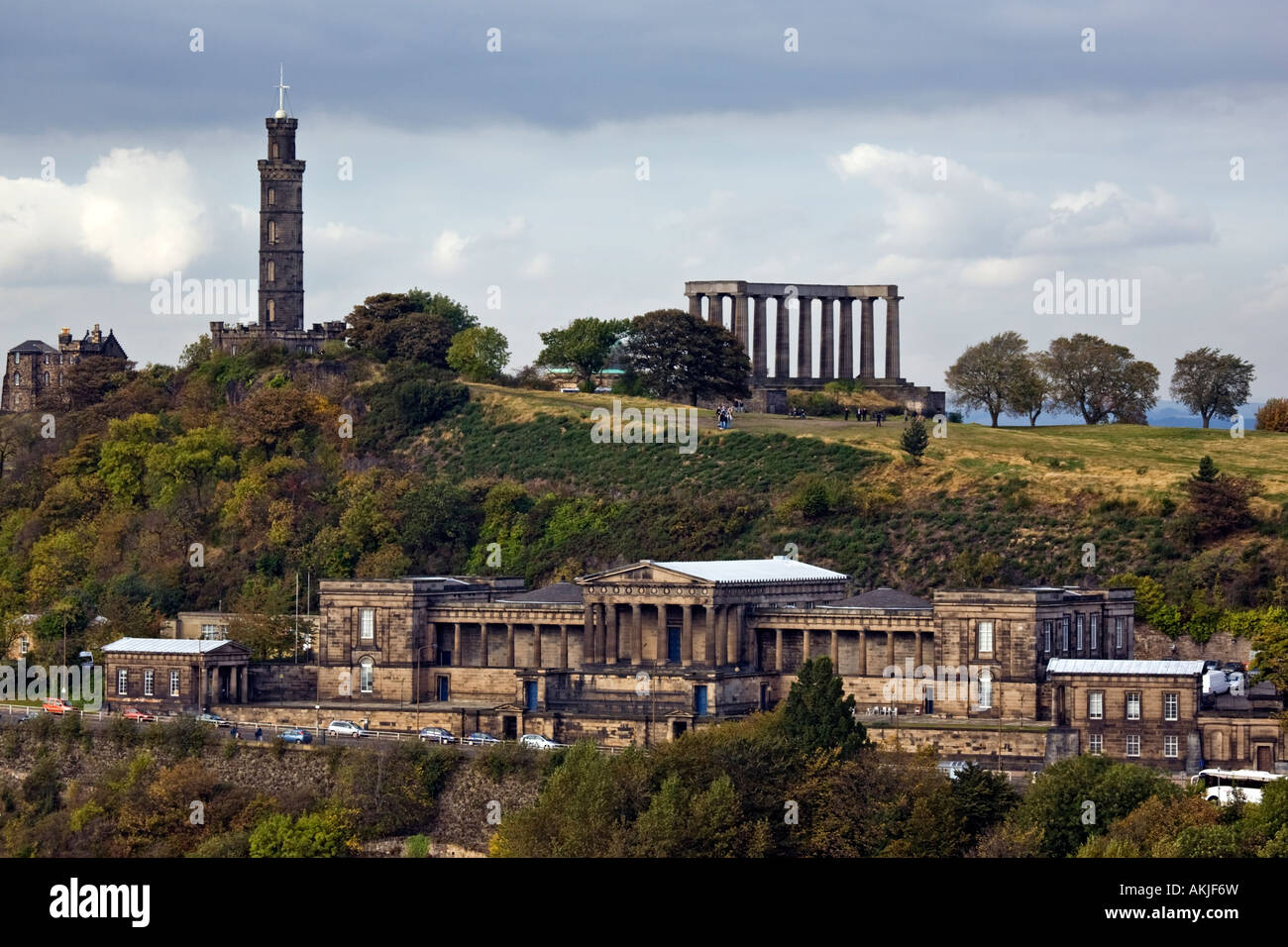 Calton Building Calton Hill Edinburgh and the Royal High School building Scotland Stock ...