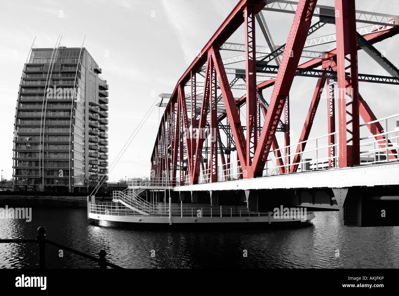 Detroit Bridge and apartments, Salford Quays, Manchester, UK Stock Photo Alamy