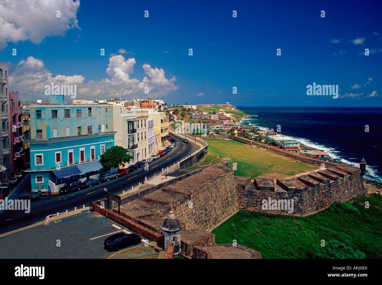 view from, San Cristobal Fort, Old San Juan, San Juan, Puerto Rico, West Indies Stock Photo