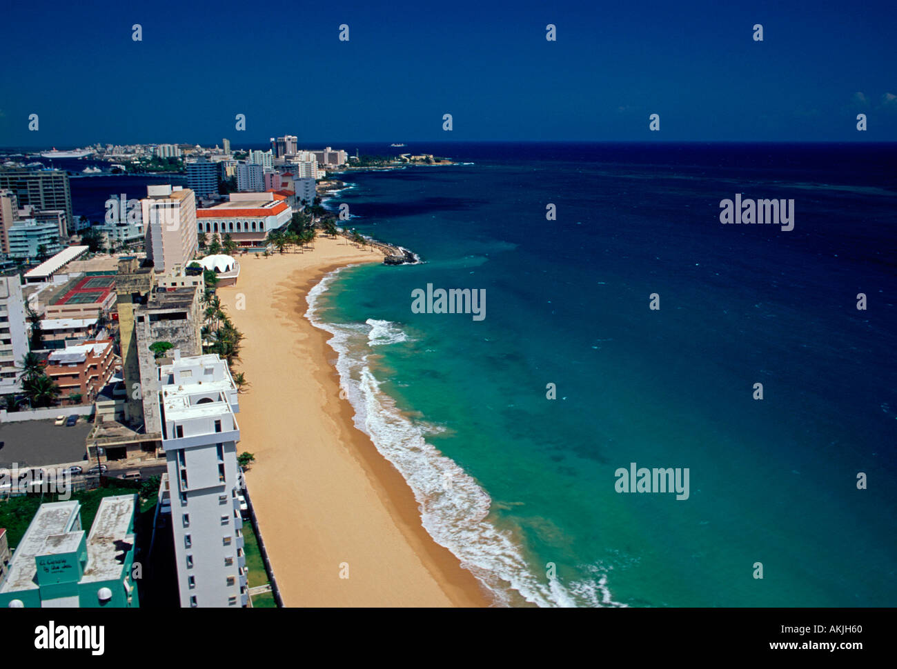 beach, hotels, Condado, Santurce, city of San Juan, San Juan, Puerto Rico Stock Photo