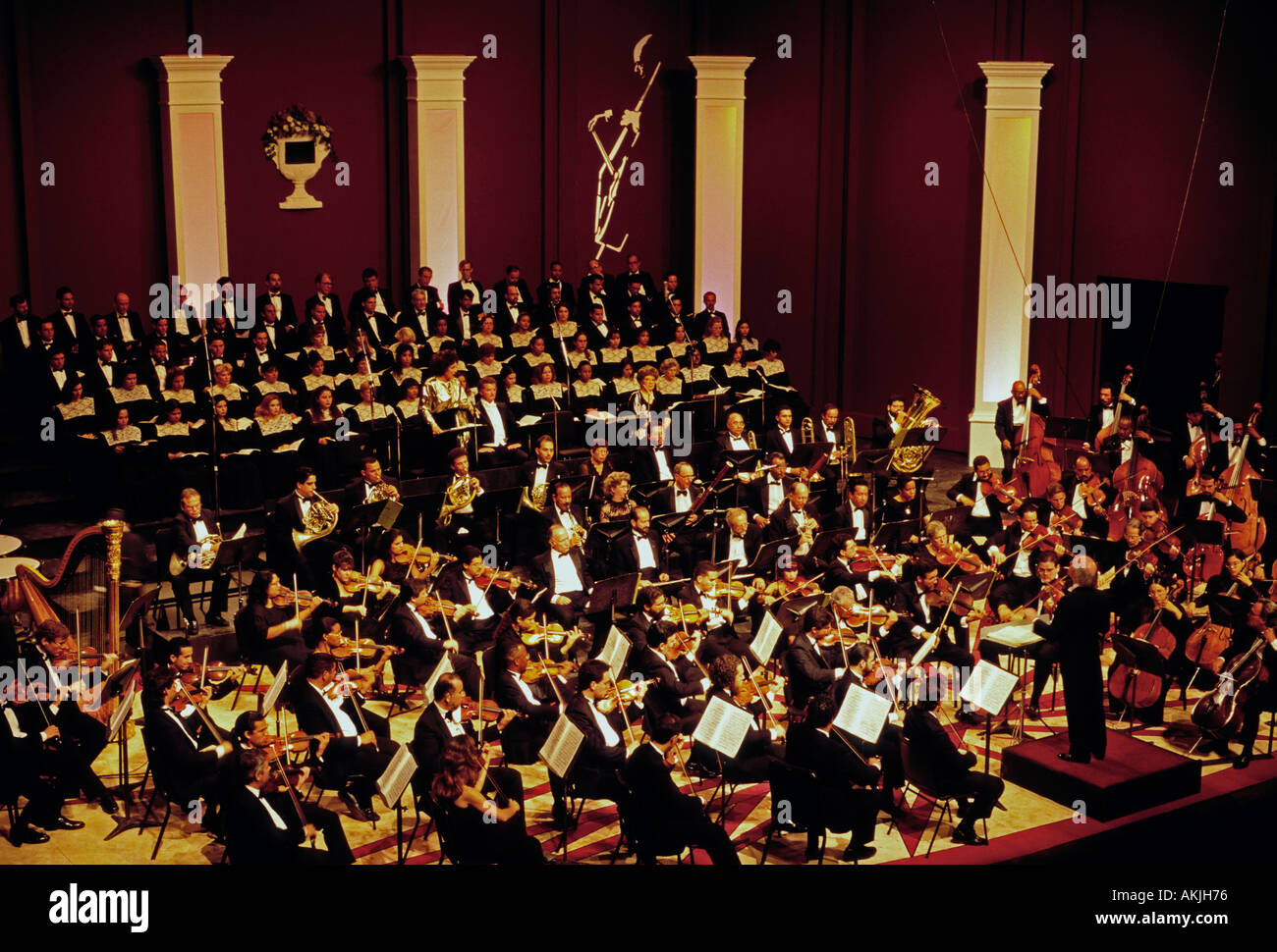 musicians, concert, Symphony Orchestra and Philharmonic Choir, Luis A Ferre Performing Arts Center, concert hall, Santurce, San Juan, Puerto Rico Stock Photo