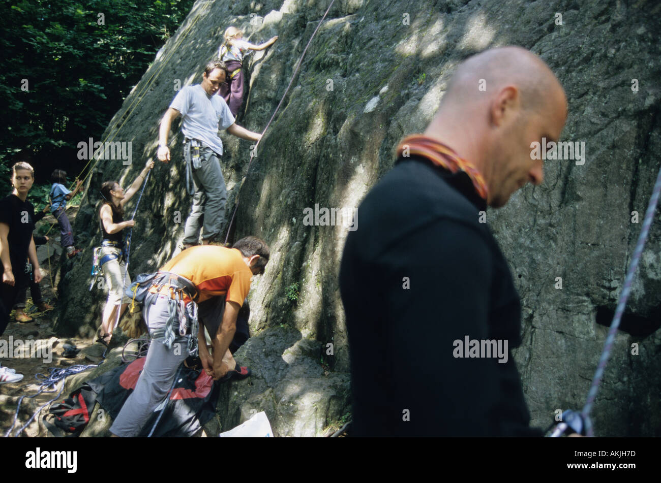 Rock climbing in Chamonix France Stock Photo Alamy