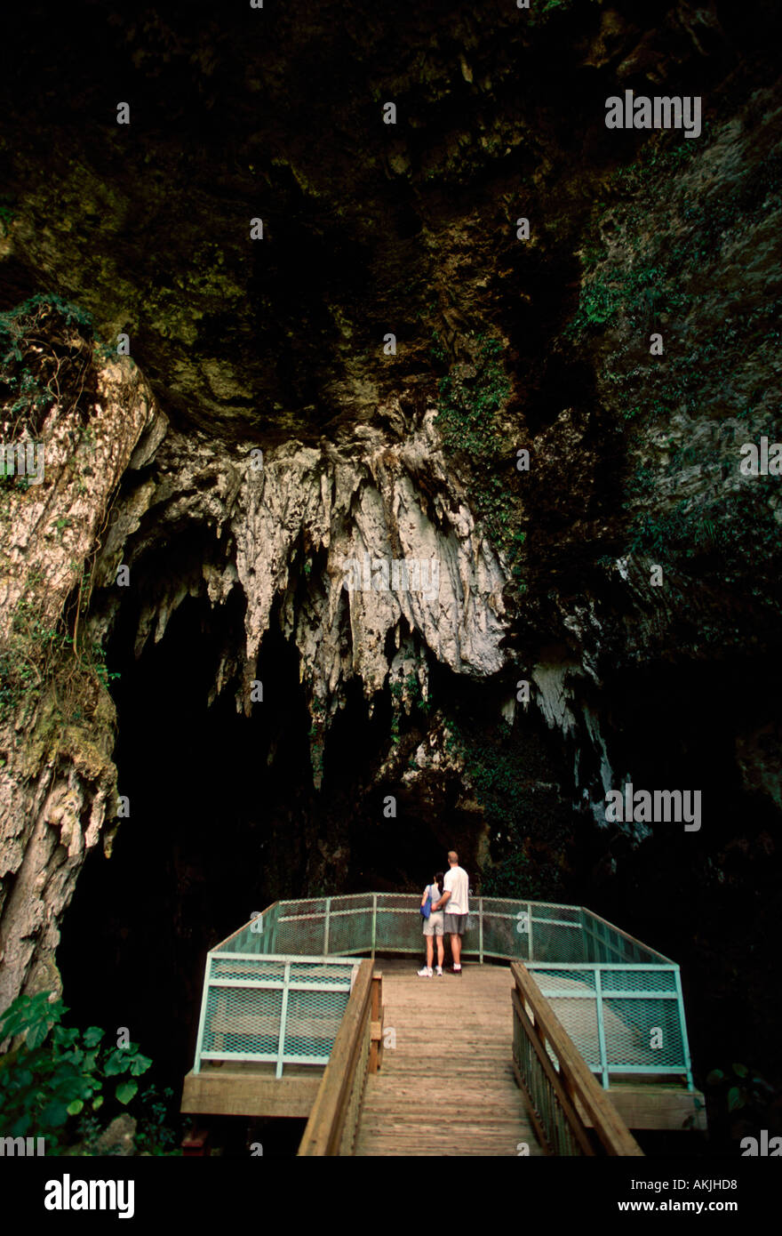 people, man and woman, couple, honeymoon, newlyweds, tourists, visitors, visiting, Spiral Cave and Sinkhole, Camuy River Cave Park, Puerto Rico Stock Photo
