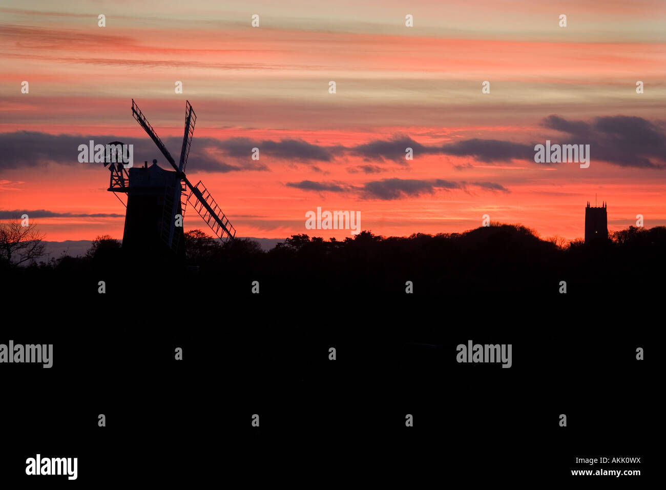 Cley windmill and marshes  on the north Norfolk coast in Winter UK Stock Photo
