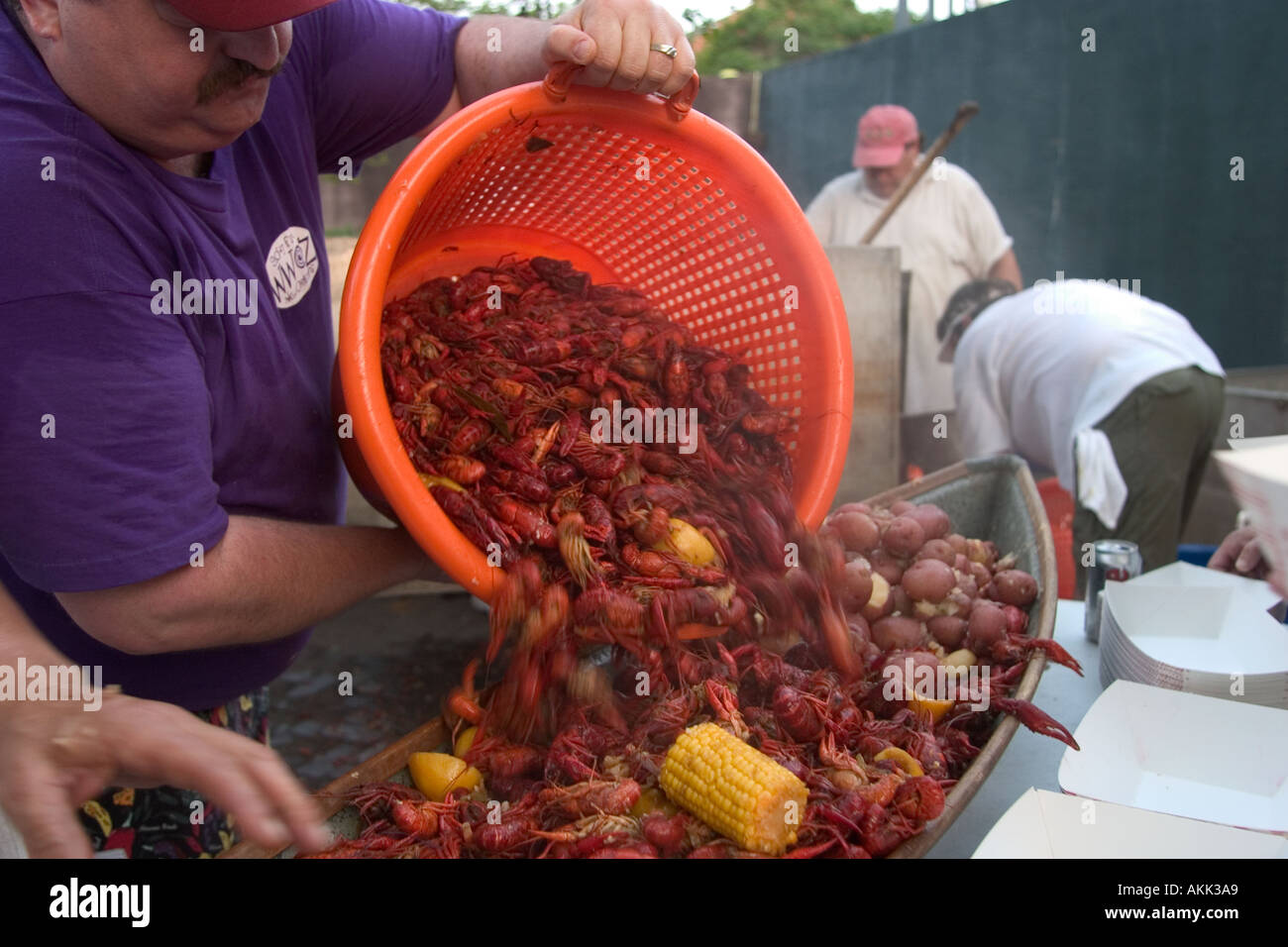 A crawfish boil in New Orleans Louisiana Stock Photo Alamy