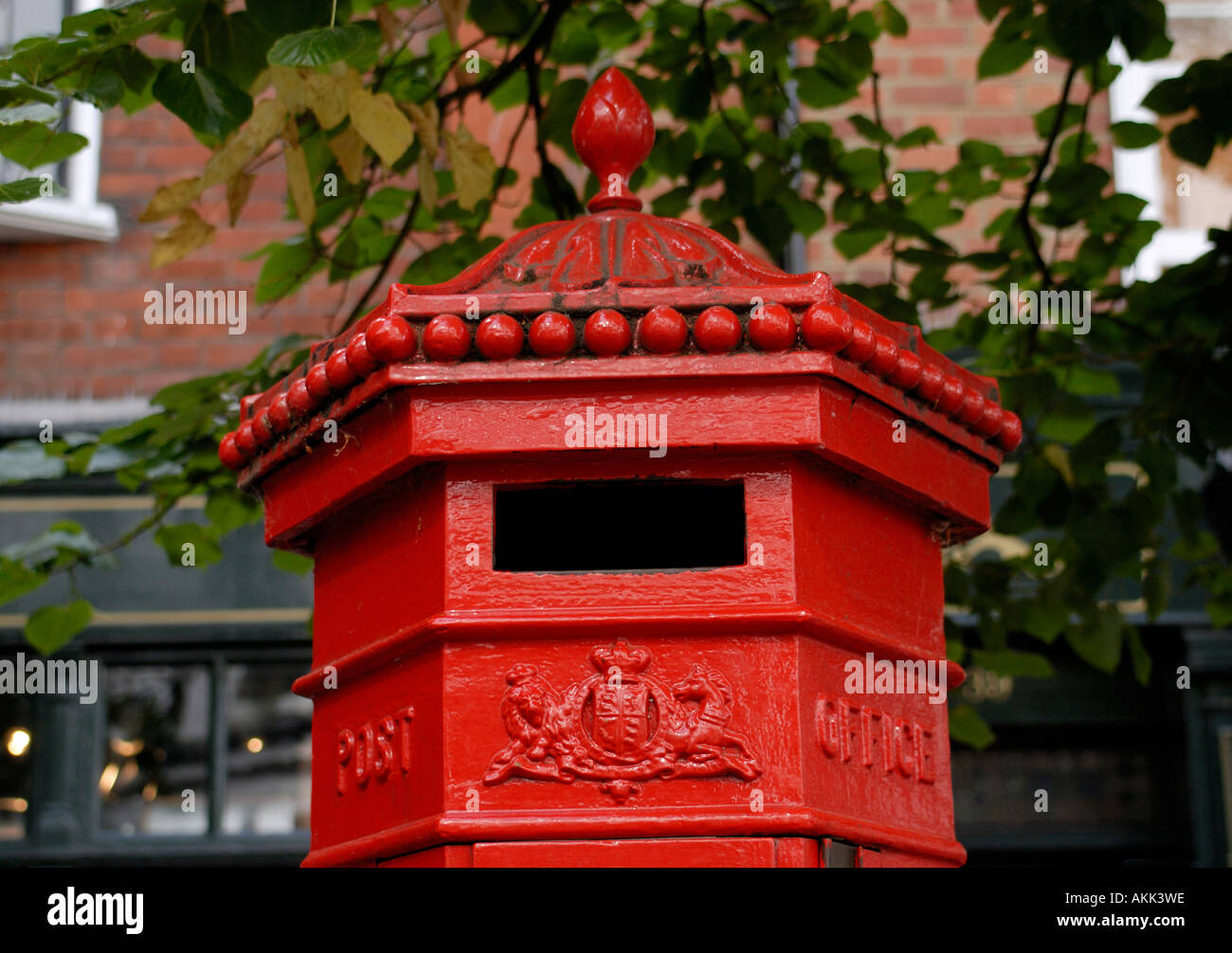 Detail of a hexagonal victorian post office mail box The Pantiles Royal
