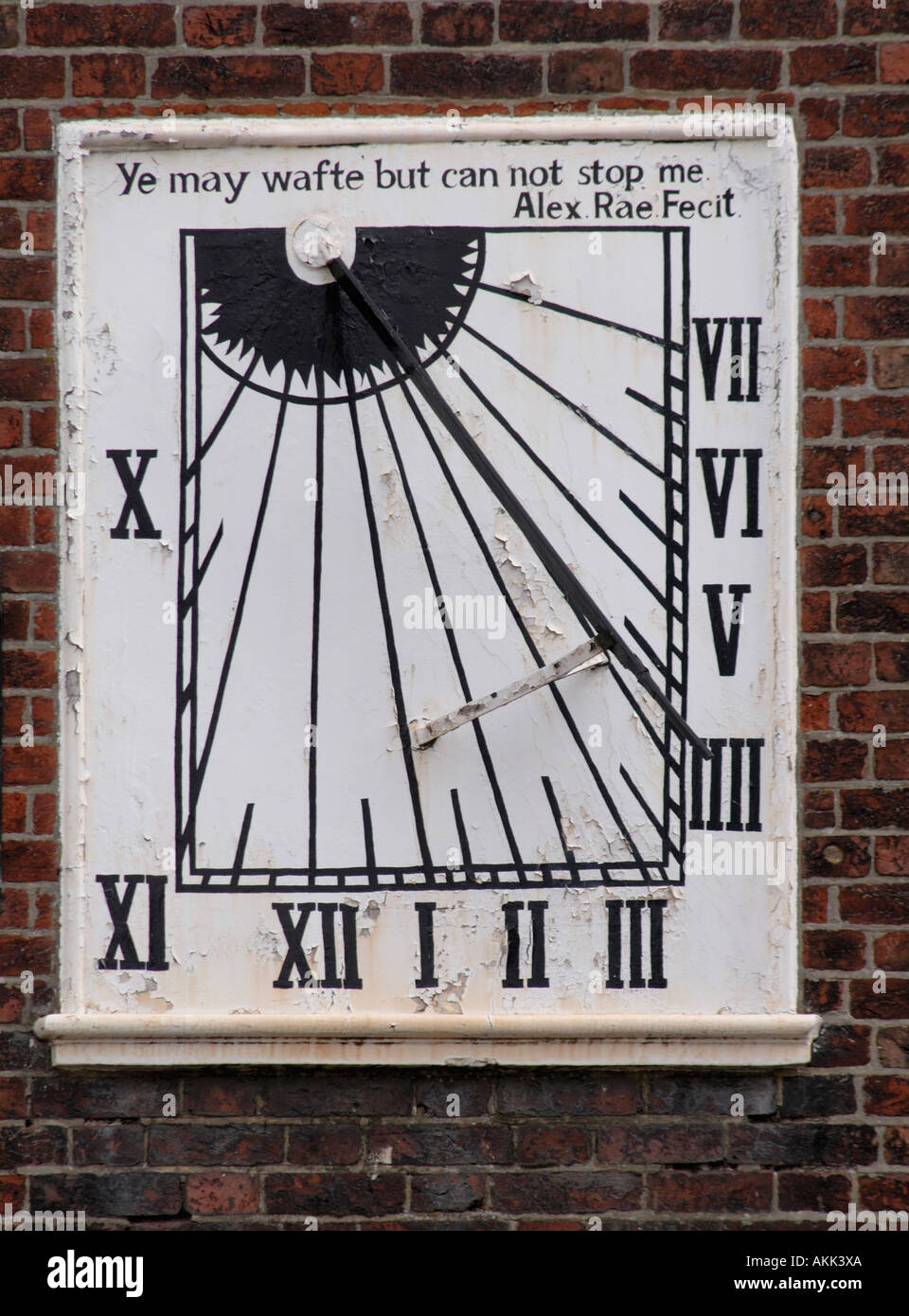 Sun dial on the wall of the church of King Charles the Martyr Stock Photo